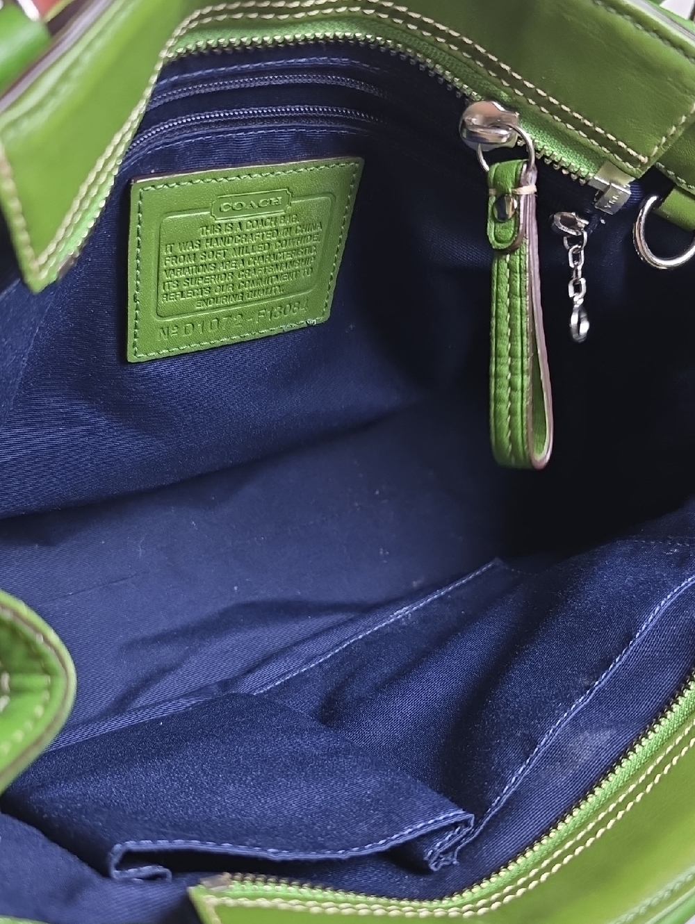 Coach Hampton Green Pebbled Leather Tote Shoulder Satchel Bag - Picture 12 of 14